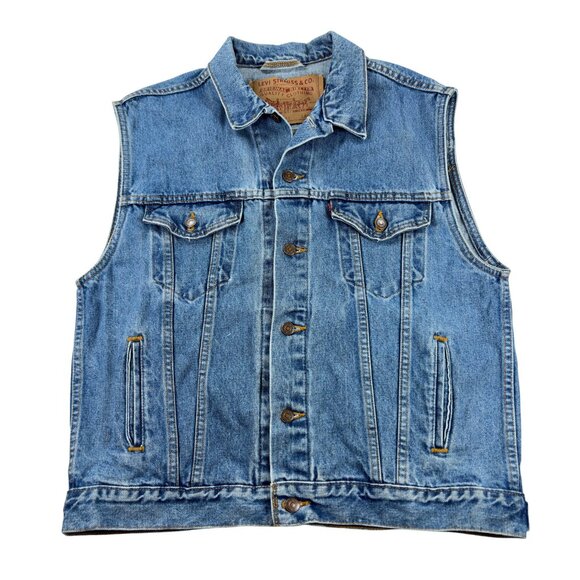 Levi's Other - Vintage 90's Levis Denim Trucker Vest Mens Size L SLIM Rodeo Cowboy USA 70595
